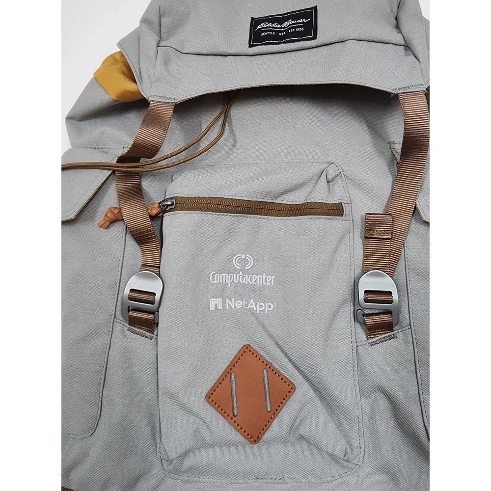 Eddie Bauer Gray Canvas Rucksack Backpack Computacenter NetApp Tech Laptop Bag